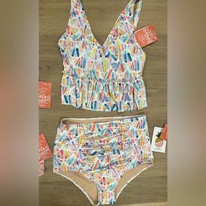 Kortni Jeane Tankini bathing suit set in Watercolor